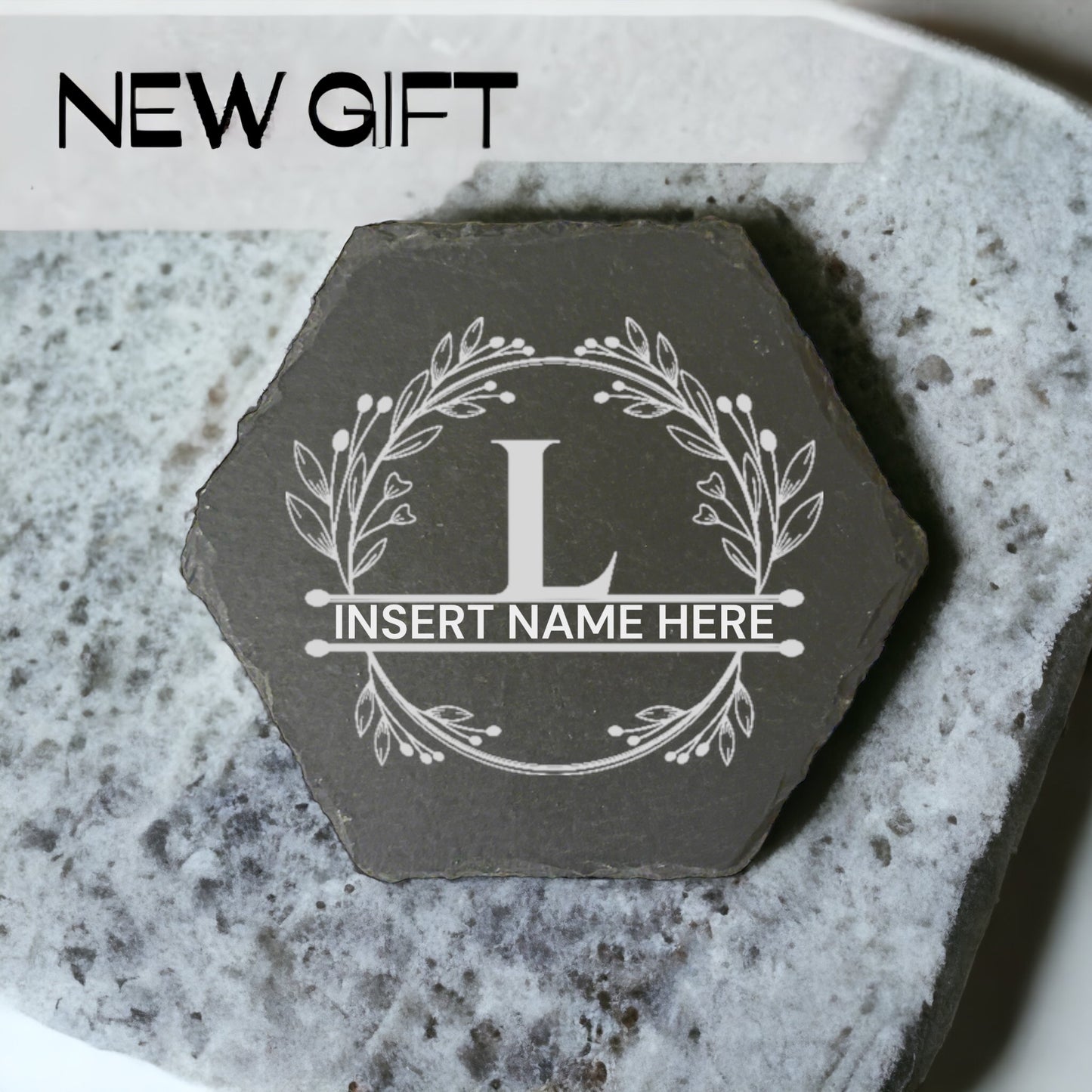 Monogrammed Custom engraved slate coasters