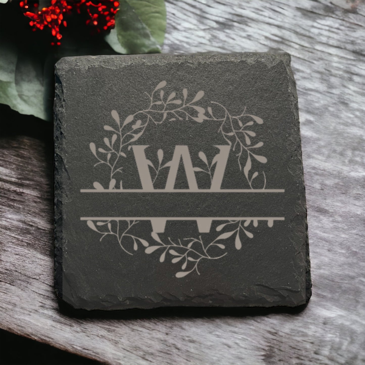 Monogrammed Custom engraved slate coasters