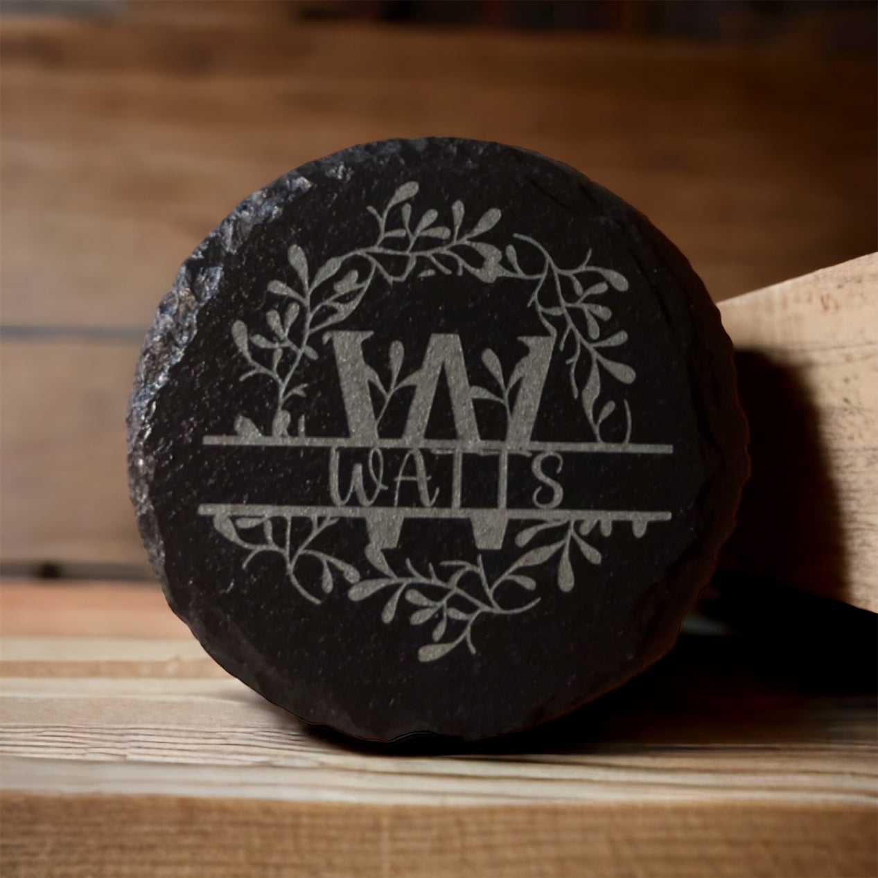 Monogrammed Custom engraved slate coasters