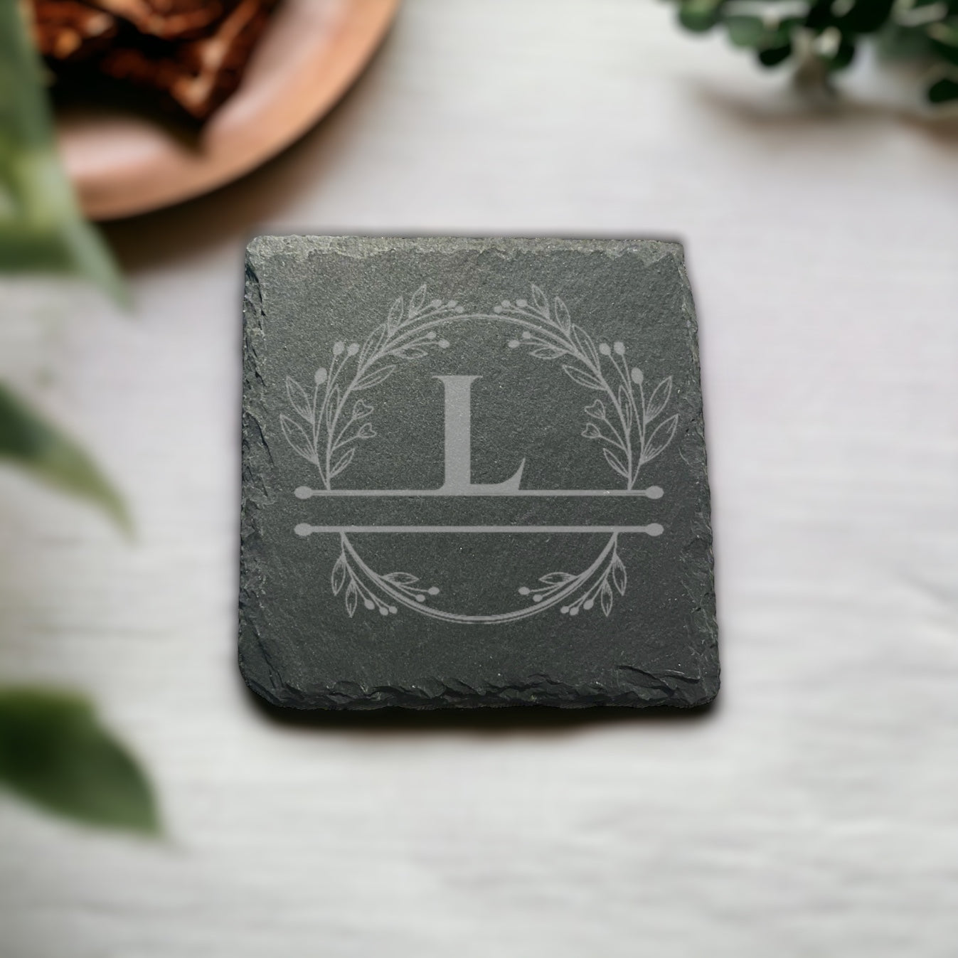 Monogrammed Custom engraved slate coasters